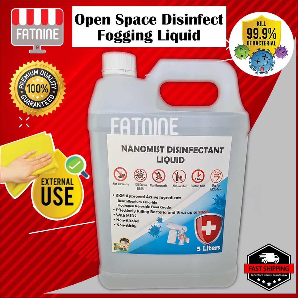 NANOMIST DISINFECTANT FOGGING LIQUID 5L FOR OPEN SPACE KILLS 99.99
