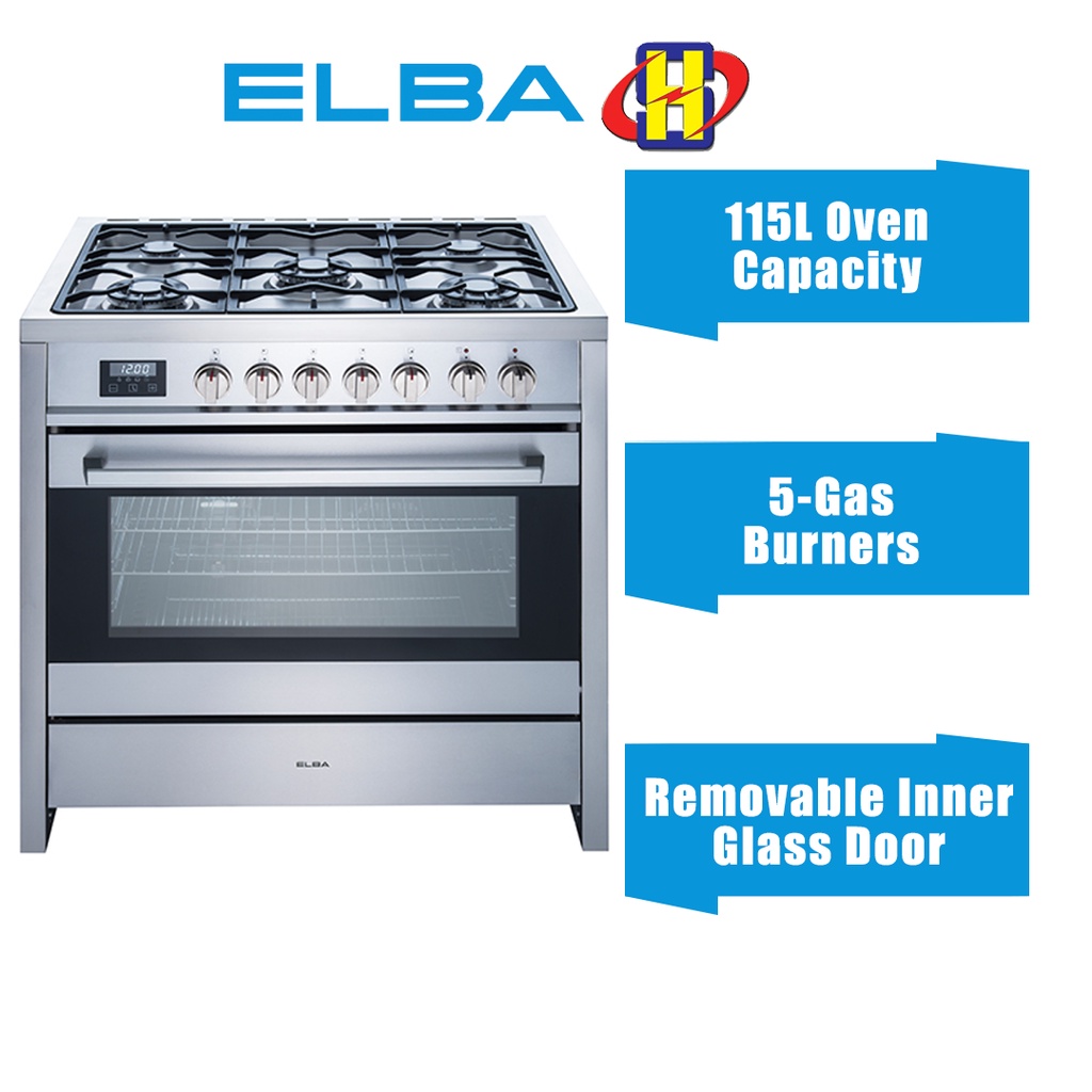 Elba Professional Range Cooker (115L/5Burners) Standing Cooker With