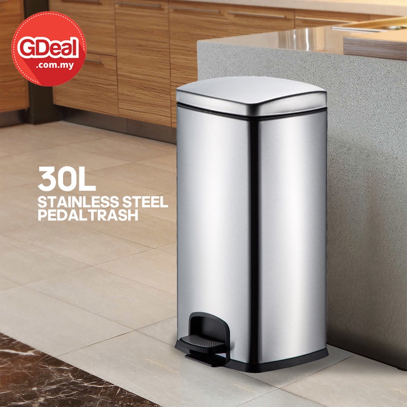 GDeal 30L Large Capacity Stainless Steel Pedal Rubbish Bin Anti Rust