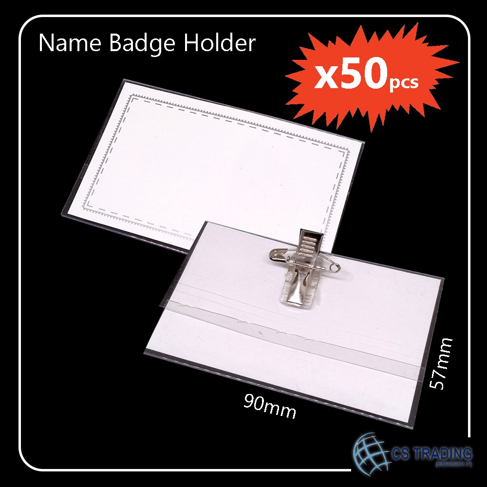 50 pcs x PVC Name Badge / ID Card Holder / Name Tag Holder With Clip