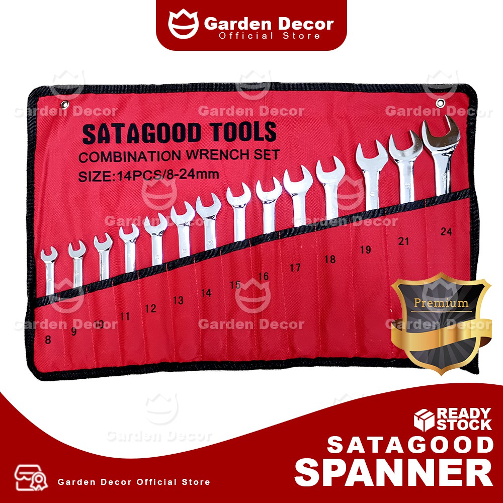 SATAGOOD 14pcs Combination Wrench Spanner Set Tools Set 824mm 14 PCS
