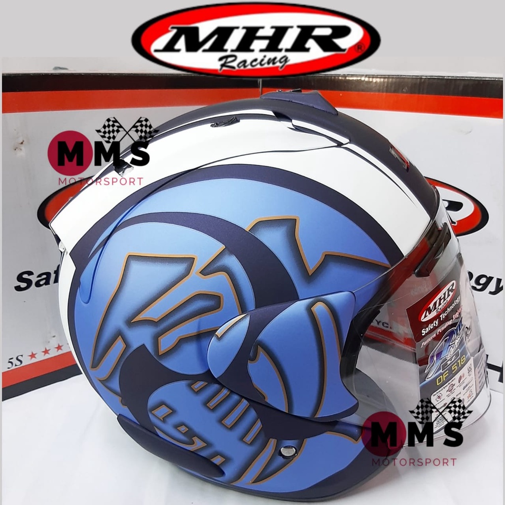 Special Offer MHR Racing Helmet Ram 3 Kudo Matt Blue Open Face Helmet