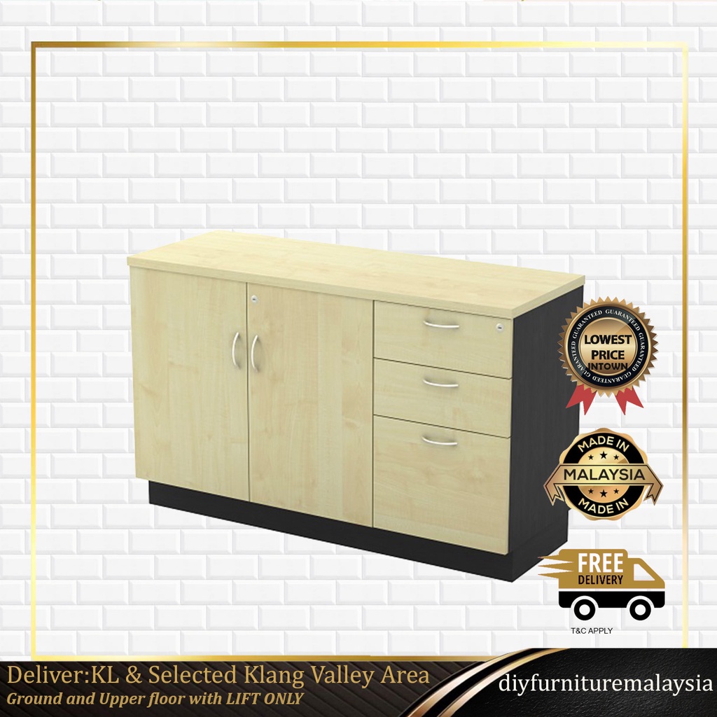 Low Office with Swinging Door + Fixed 2D1F Pedestal Rak