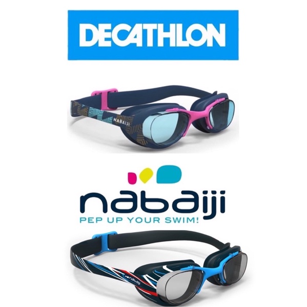 NABAIJI Swimming goggles 100 xbase print size L Pink Gold / Dark Blue