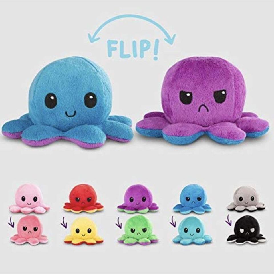 🌟Reversible Flip Stuffed Octopus Plush Doll Soft Simulation Double