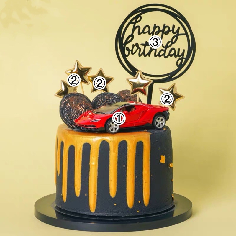 Ready stock Sports car birthday cake topper deco set Shopee Malaysia