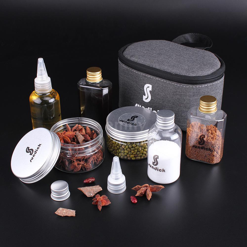 E&Y 7 PCS Spice Cruets Set Travel Size Salt Bottle BBQ Sauce Container