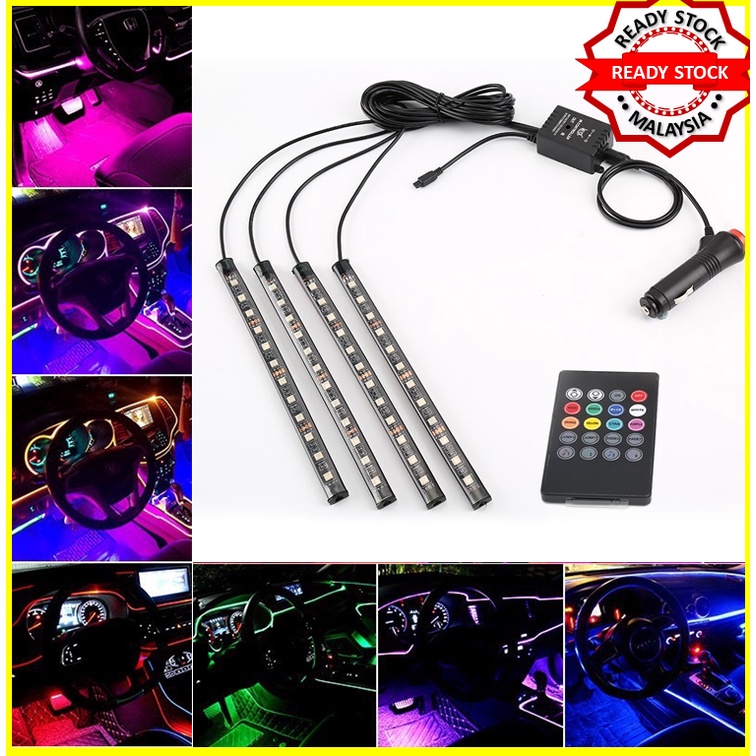 🔥ReadyStock🔥Car Interior Atmosphere LED Light Strip Wireless Remote