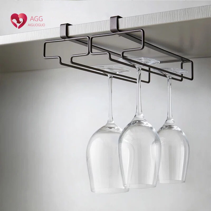 Single Rail Metal Wine Glass Holder Wine Rack Kitchen Wine