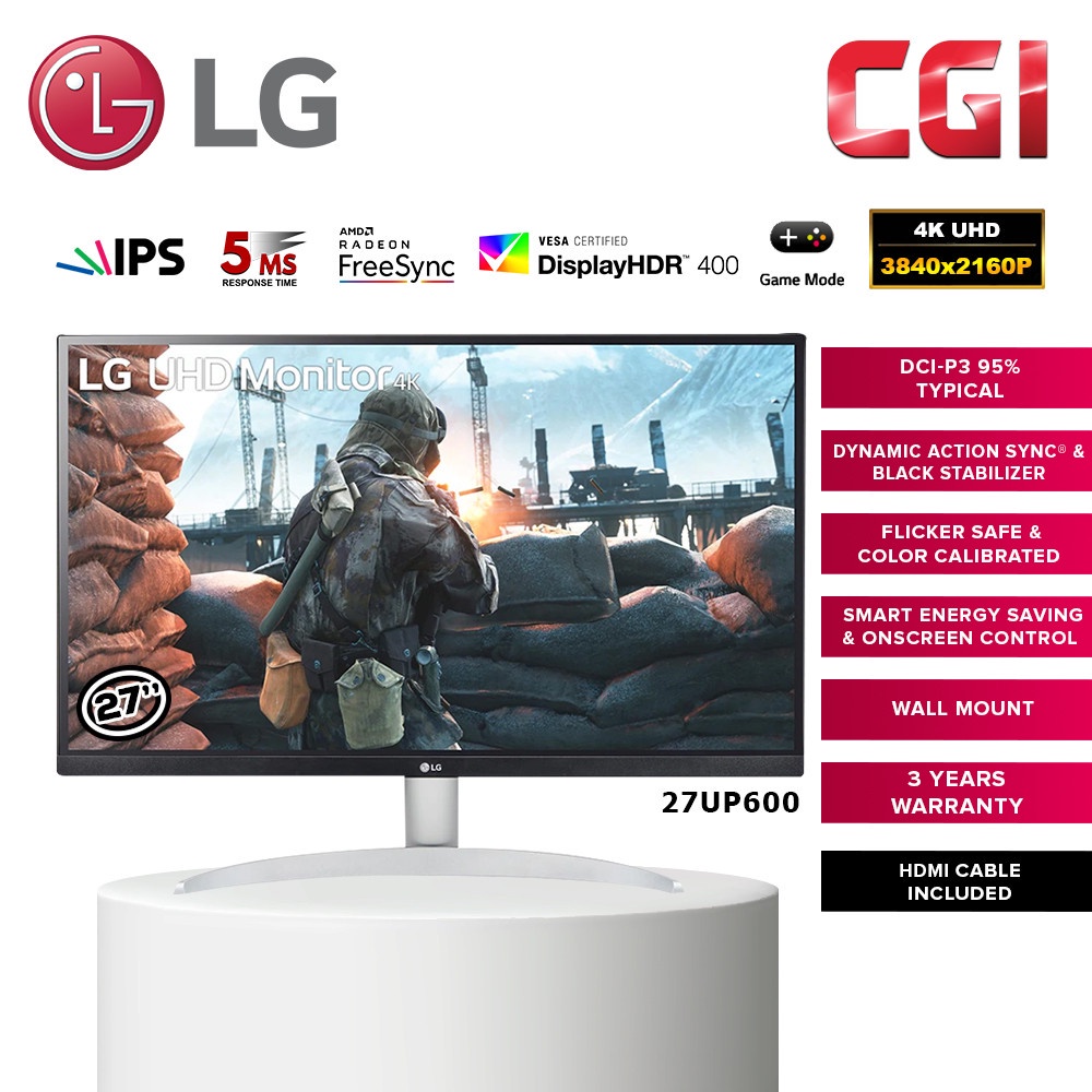 LG 27'' 27UP600 UHD 5ms 60Hz 4K IPS VESA DisplayHDR™ 400 AMD FreeSync Monitor Shopee Malaysia
