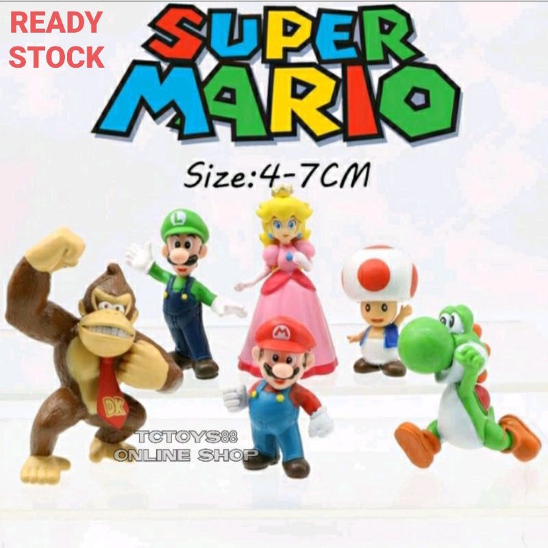 SUPER MARIO TOY 6PCS MARIO FIGURES LUIGI MARIO DONKEY KONG FIGURE CAKE TOPPER TOY FAMOUS VIDEO