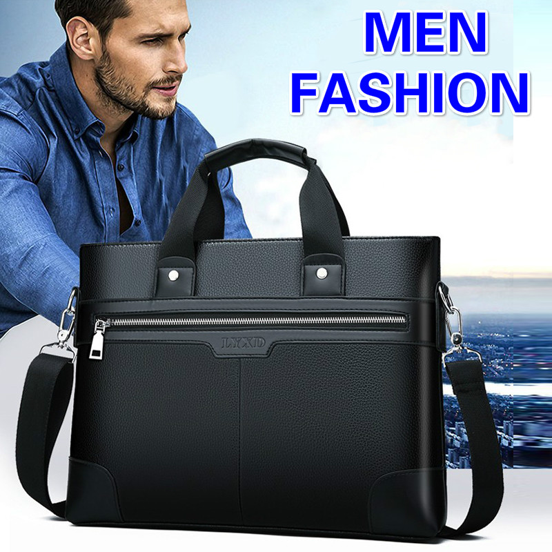 Men's Business Bag Leather Briefcase Shoulder Bag Handbags Work Bag 14 Inches Laptop Bag