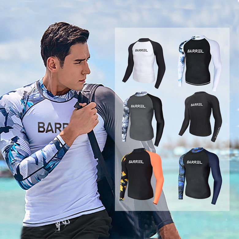 SAILBEE Mens UV Protect Surfing Rash Guard Long Sleeve Swimsuit