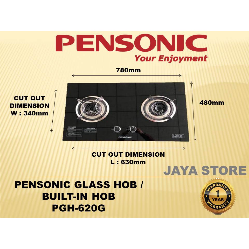 (NEW) PENSONIC FLEXIBLE BASE BUILTIN GAS / GLASS HOB (2 Burner) PGH