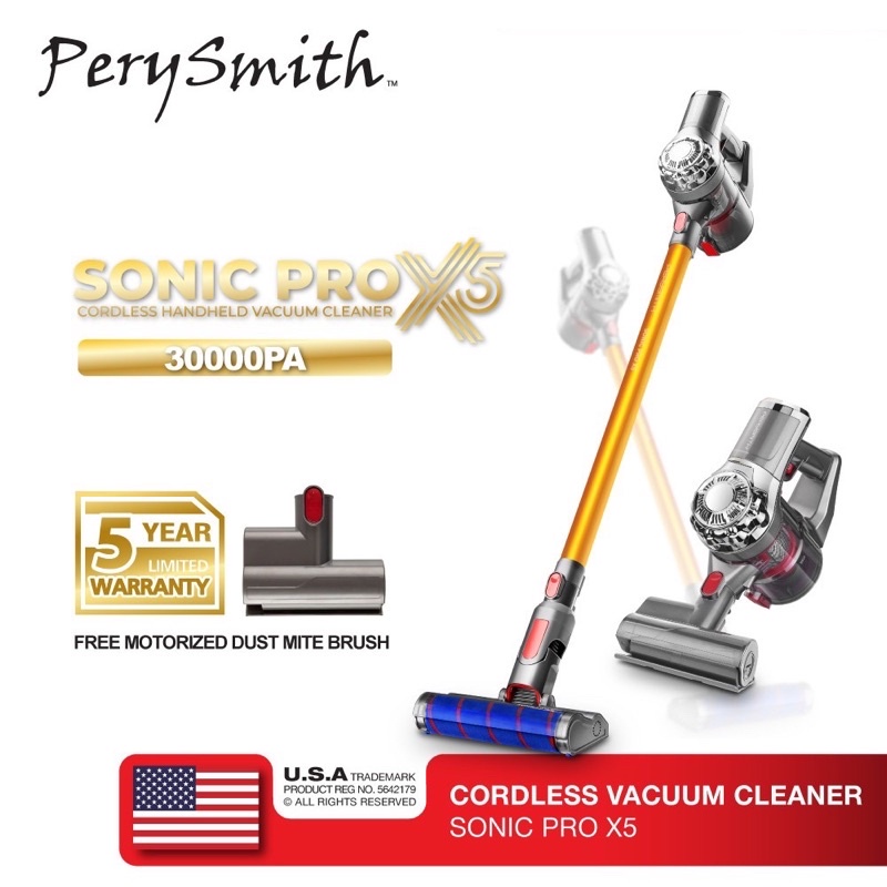 PerySmith Cordless Vacuum Cleaner Sonic Pro X6 and x5 [5 Years Warranty