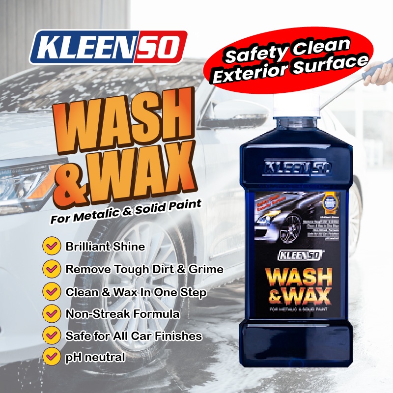 [ReadyStock] Cheapest!! Kleenso Car Wash & Wax For Metalic and Solid Paint Remove Dirt Clean