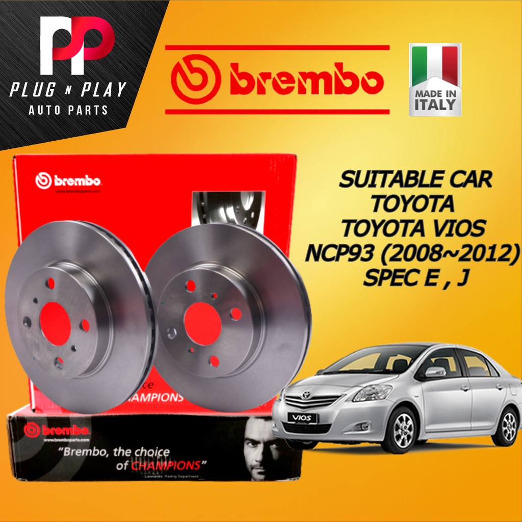 BREMBO TOYOTA VIOS NCP93 (20082012) SPEC E , J, FRONT (FW) (DEPAN)100