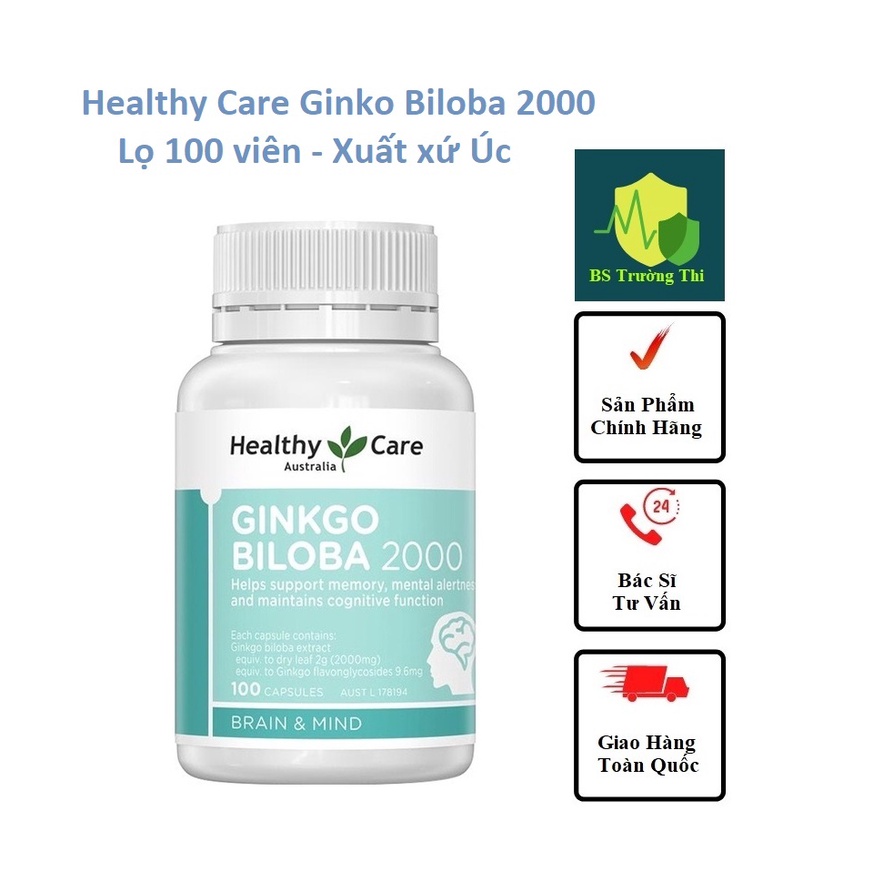 Ginkgo Biloba 2000mg Healthy Care 100 Tablets Increase Cerebral