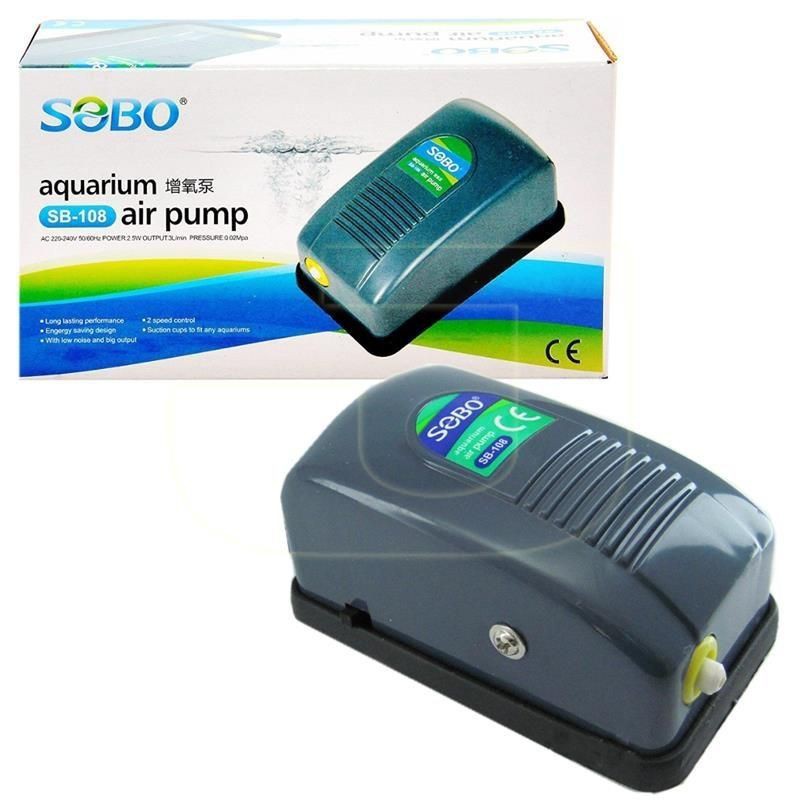 SOBO Aquarium Fish Tank Air Pump Double Output 2X4L/Min Power 5W SB