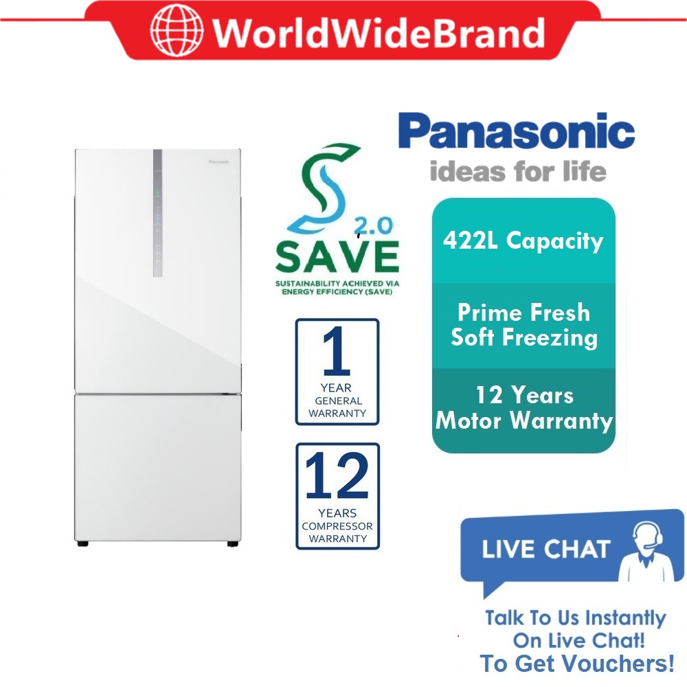[SAVE 4.0]Panasonic Bottom Freezer Refrigerator Inverter 422L Fridge