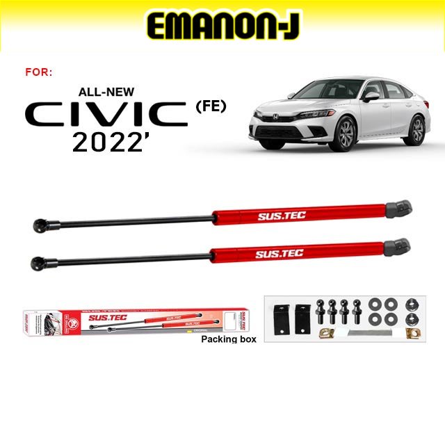 Sustec Honda Civic FE 2022 Present Front Hood Damper Gas Lifter Absorber (RED