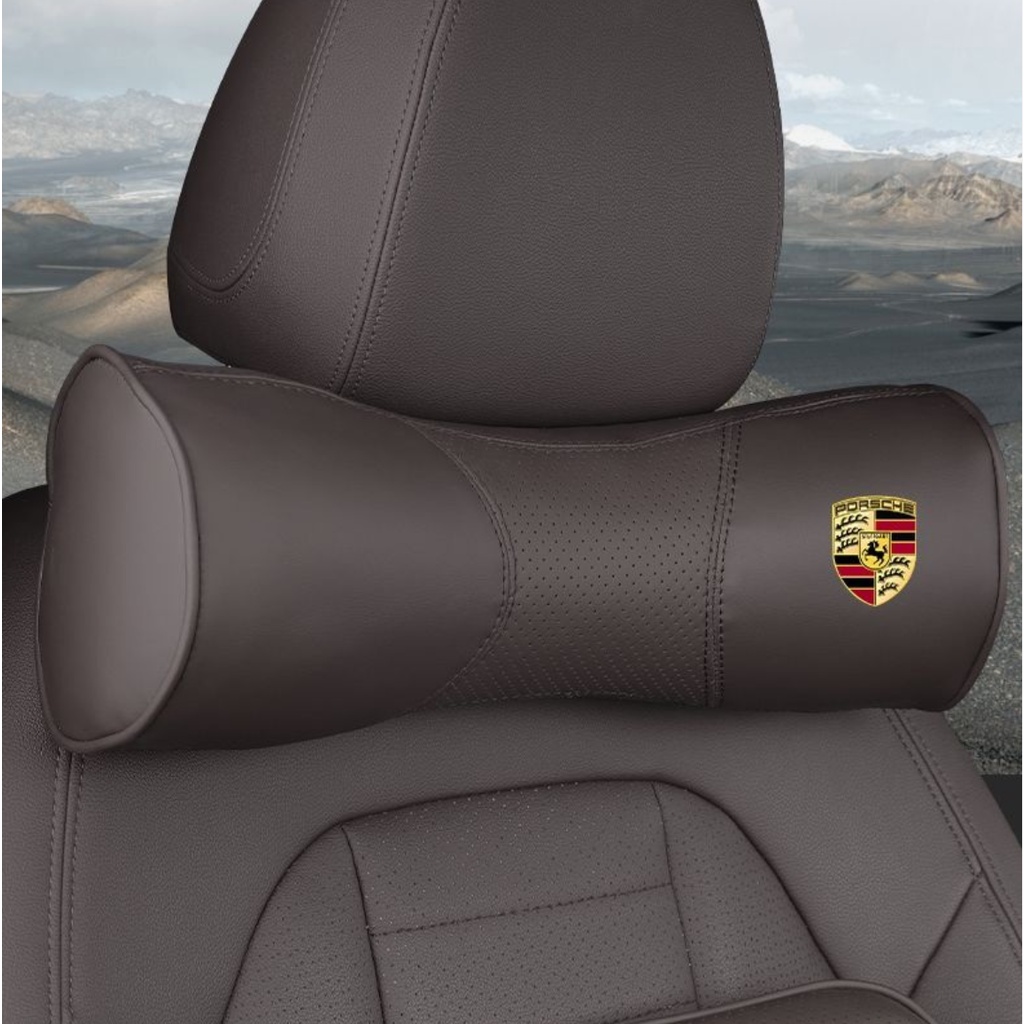 PORSCHE LOGO seat leather headrest macan Cayenne Cayman taycan 718
