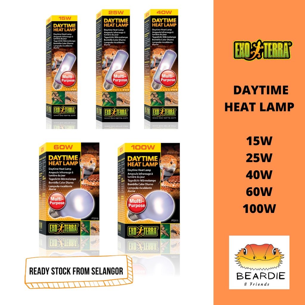 EXO TERRA REPTILE DAYTIME HEAT LAMP 15W (PT2100) / 25W (PT2102) / 40W (PT2104) / 60W (PT2110