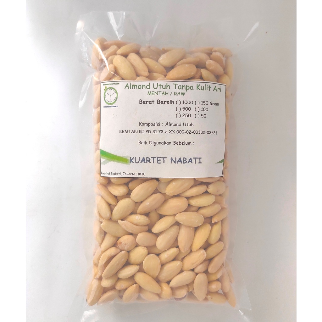 1000gr Raw Whole Almond Without Skin Ari/ Raw Almond Whole Skinless Big