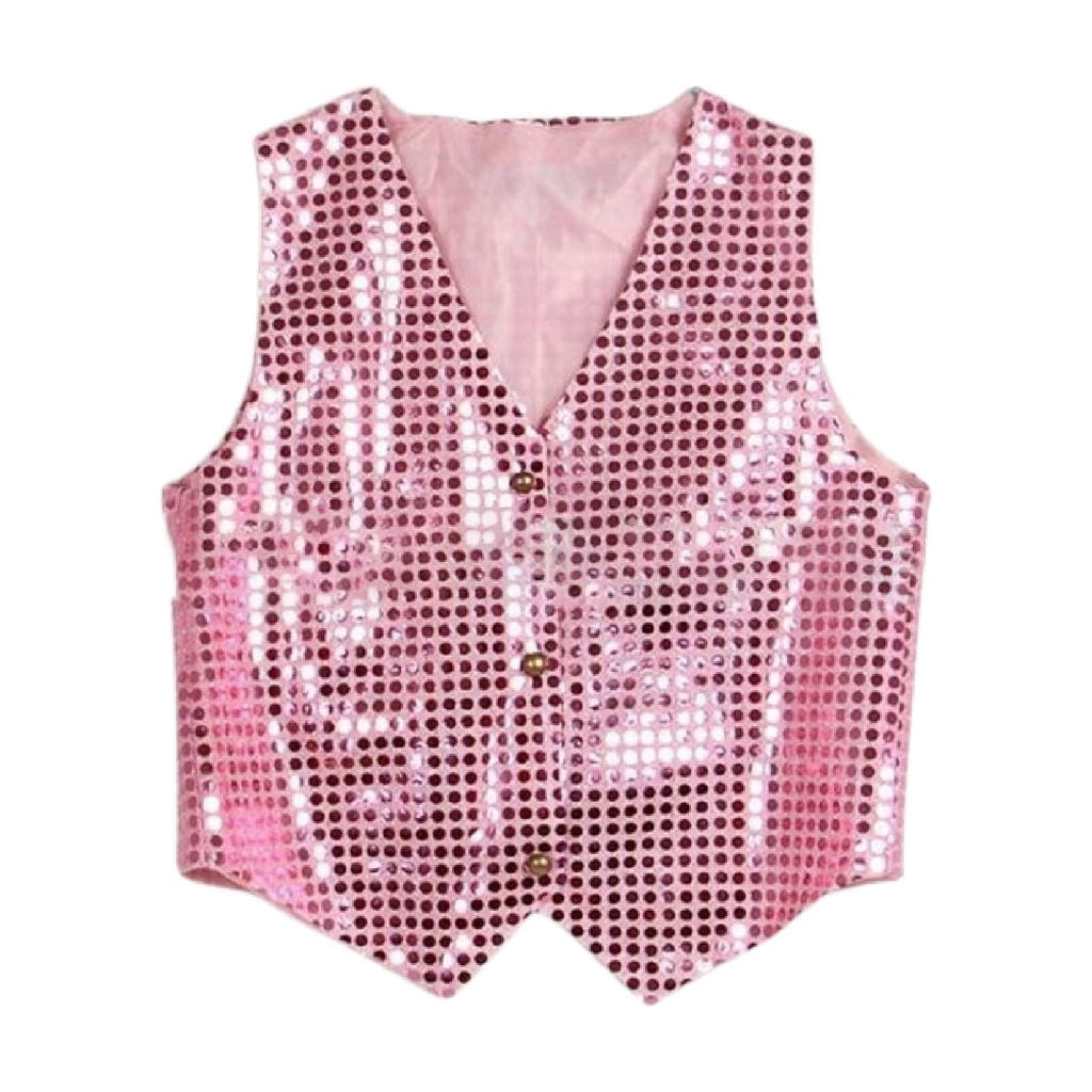 SG Wide Application Vest Top Kids Sleeveless Sequin Vest V Neck for Party Shopee Malaysia