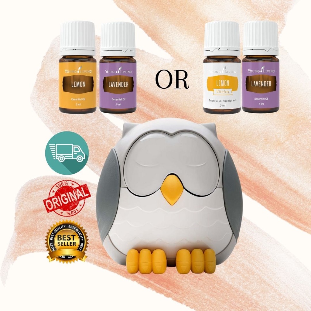 Feather The Owl Diffuser Young Livings Lemon+Lavender Lemon + Valor