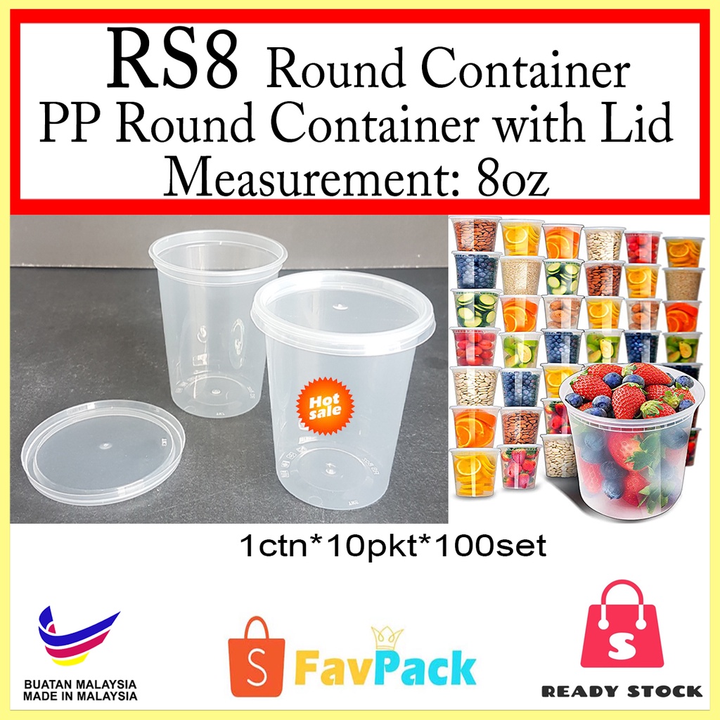 RS8 (TEKA) 8oz PP Round Container with Lid / Sauce Cup / Bekas Dadih