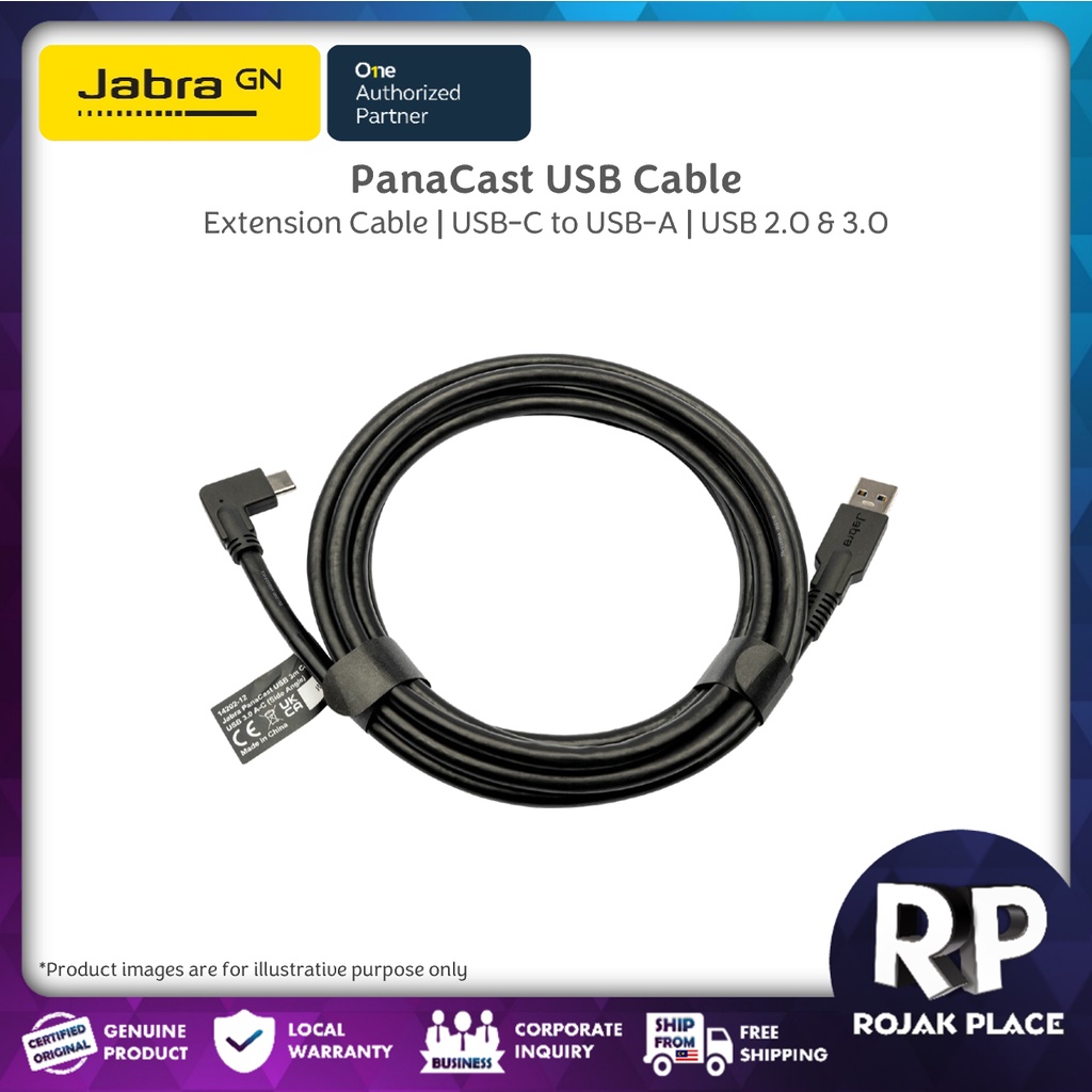 Jabra PanaCast USB 2.0 USB 3.0 Cable USBC to USBA Extension Cable