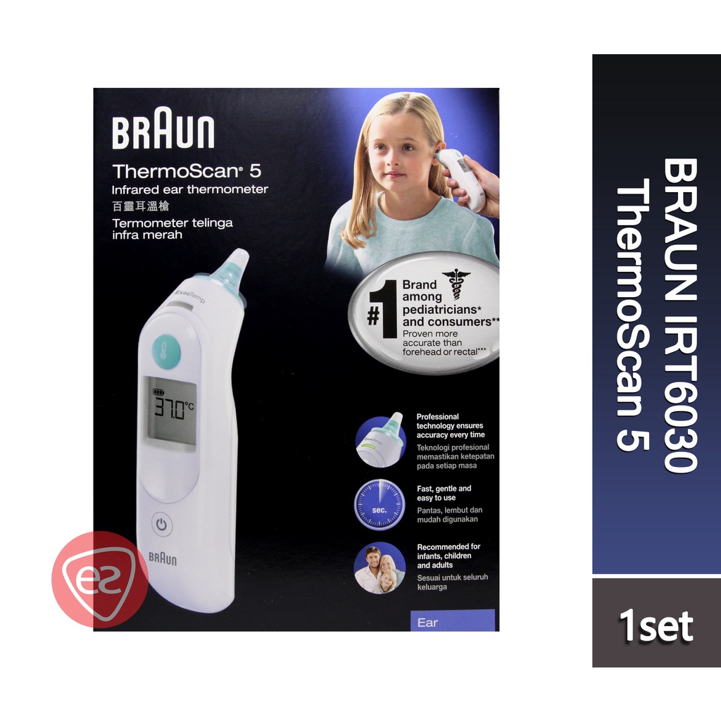 Braun ThermoScan 5 (IRT 6030) Infrared Ear Thermometer 1 Set (2Year