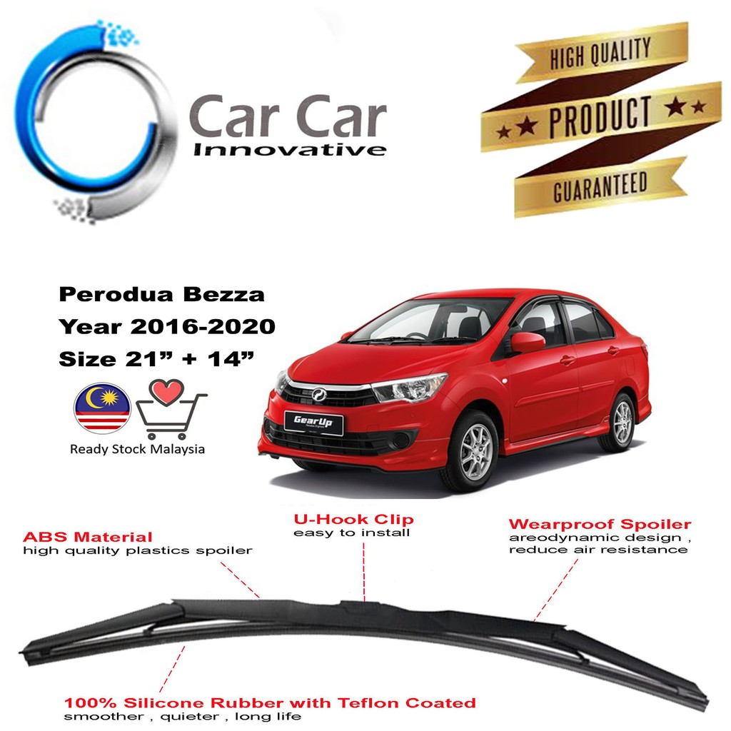 Perodua Bezza Wiper 20162020 Silicone Wiper Blades, Car Windshield ( 1