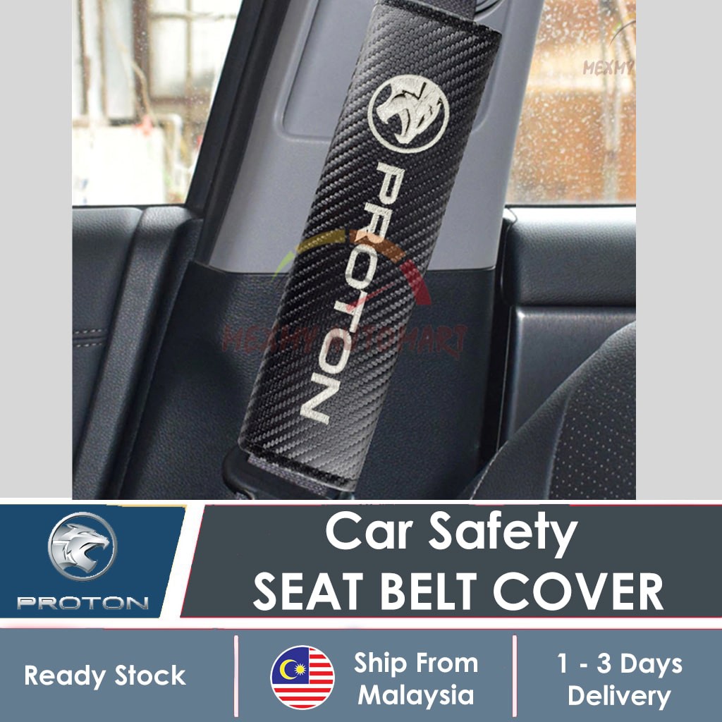 [LOWEST PRICE 2pcs] Proton Car Safety Seat Belt Cover Carbon Fibre X90