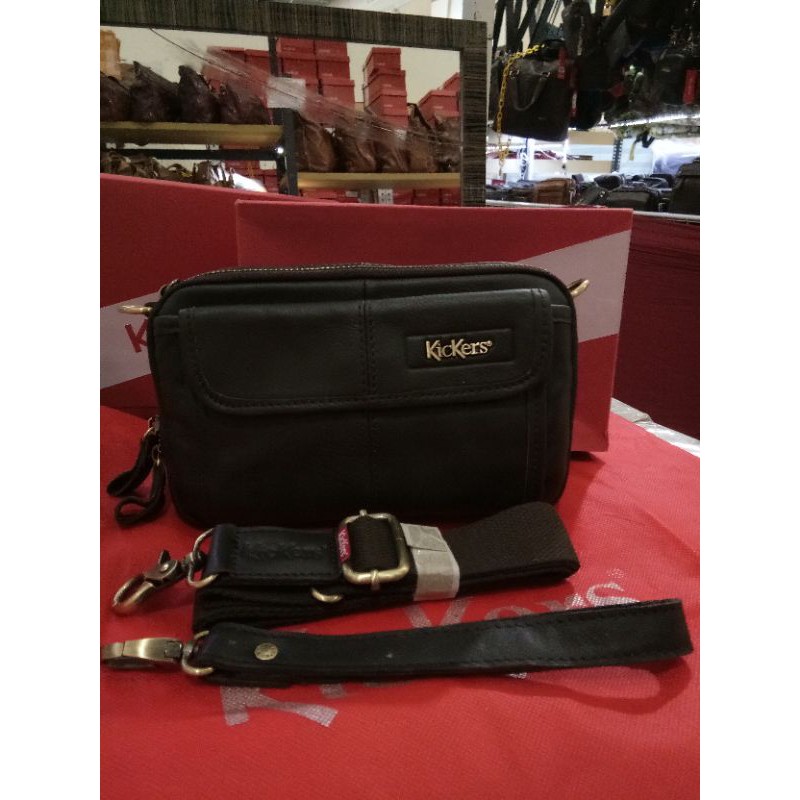 Original Kickers Leather, 4 in 1 Kickers Bag Sling & Belt & Hand Carry,Pouch Bag (1KICS88543