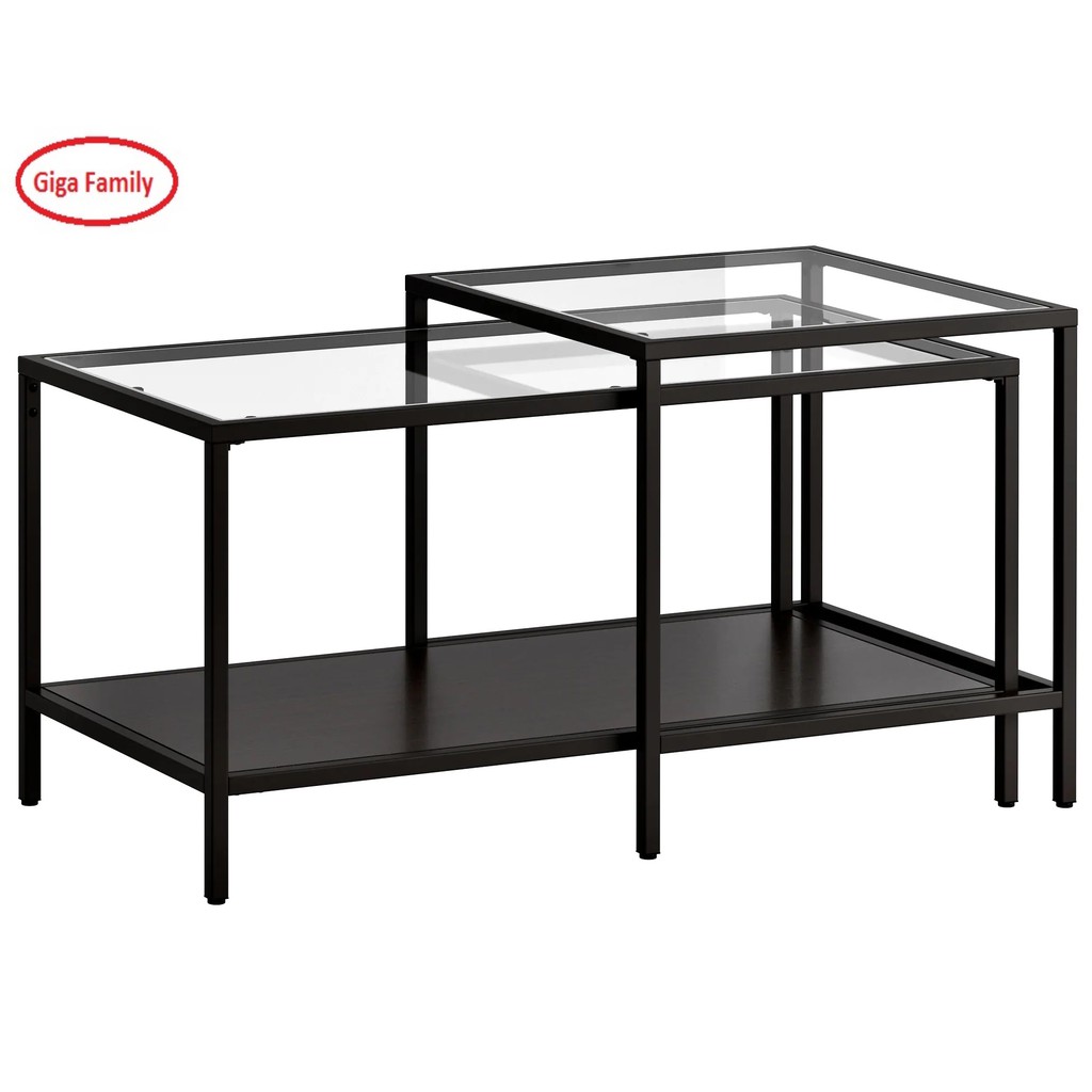 I K E A VITTSJO / VITTSJÖ Nest of tables, set of 2, Coffee table, glass