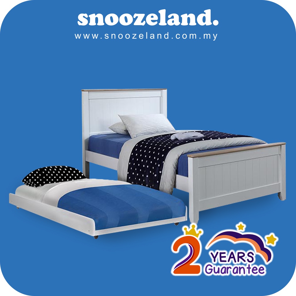 (PREMIUM Quality) Tyler Super Single Bed Frame with Pull Out Single Bed