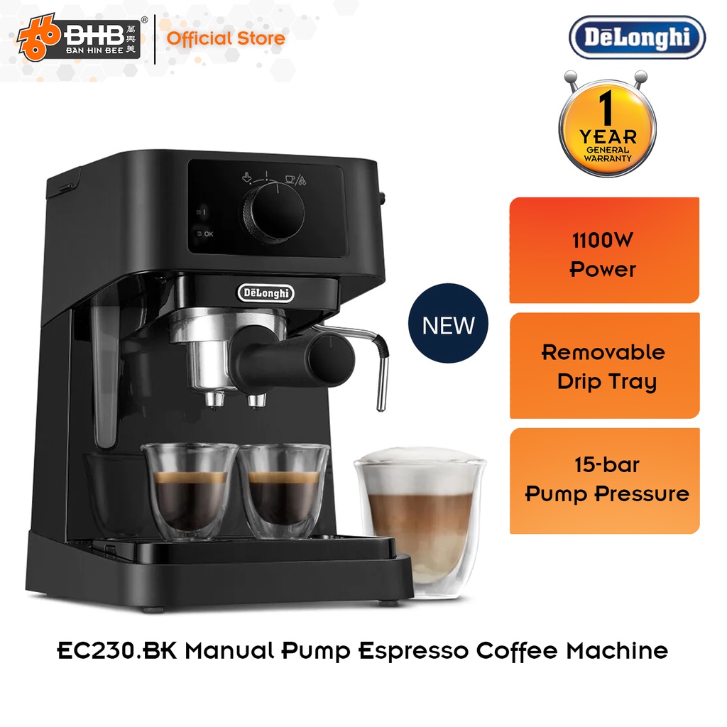 Delonghi EC230.BK Stilosa Manual Pump Espresso Coffee Machine Black