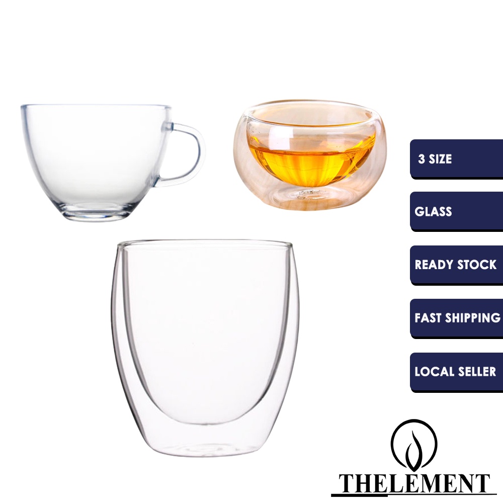 Small Double Layer Wall Glass Coffee Tea Cup Espresso Cup with Handle