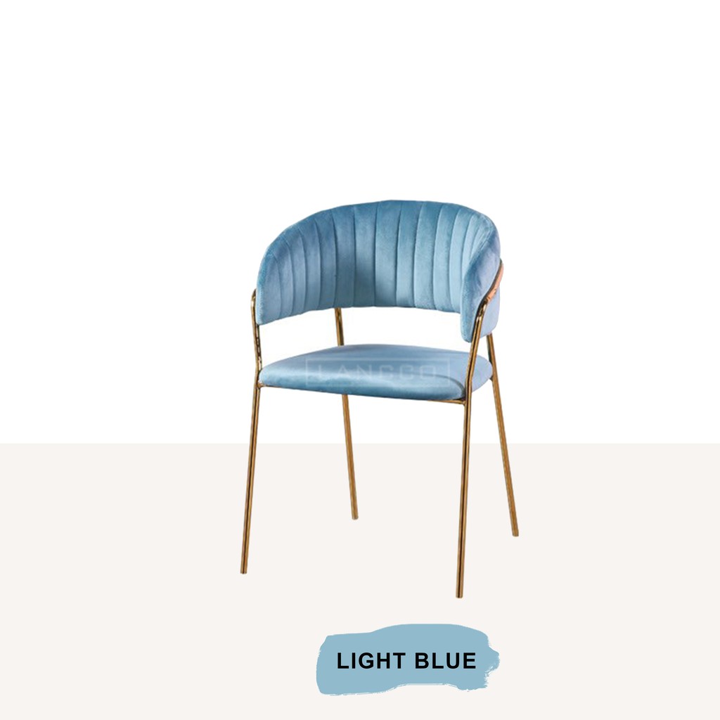LANCCO Gold Dining Chair Modern Velvet Dressing Chair Kerusi makan