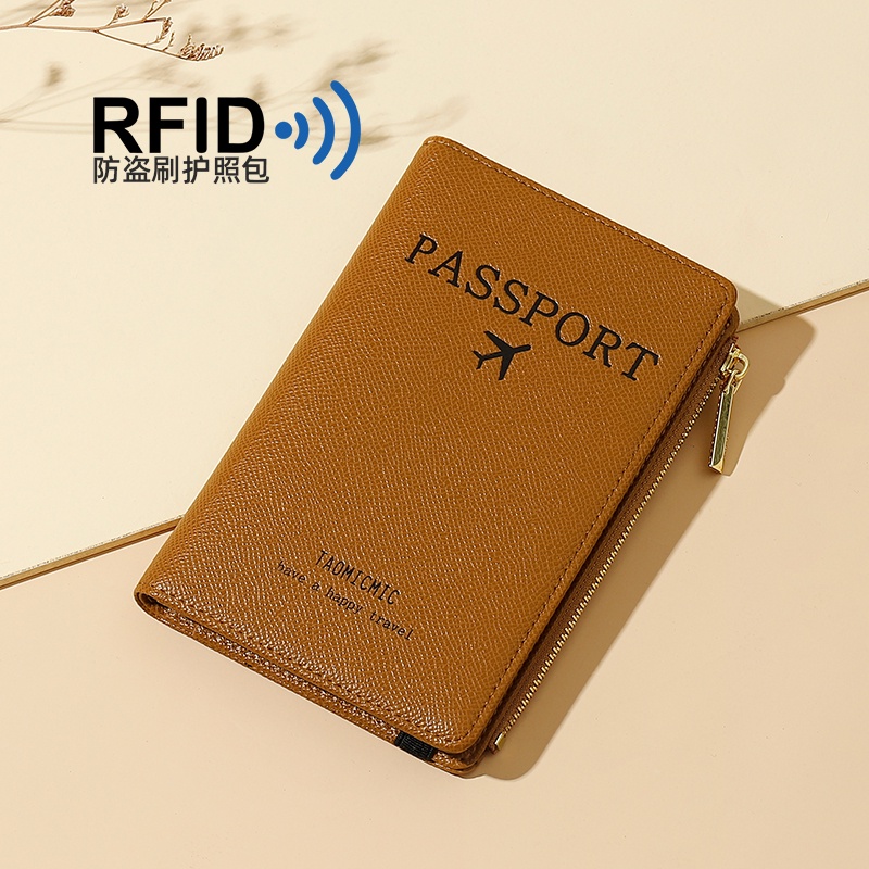 Rfid Passport Case Solid Color Cute Zipper Card Holder Ticket Anti