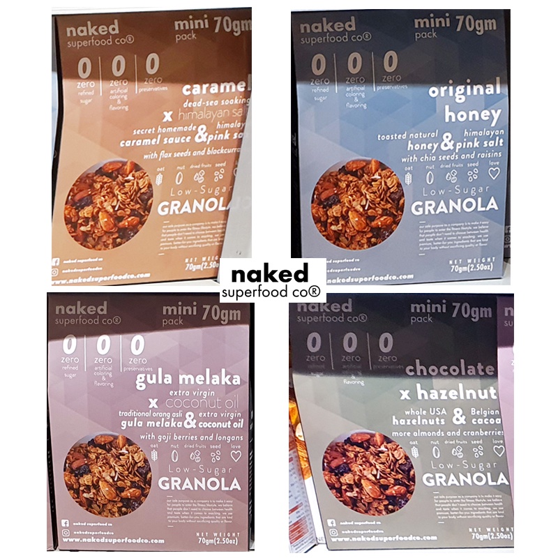 Naked Superfood Co Low Sugar GRANOLA (Chocolate Hazelnut/ Gula Melaka