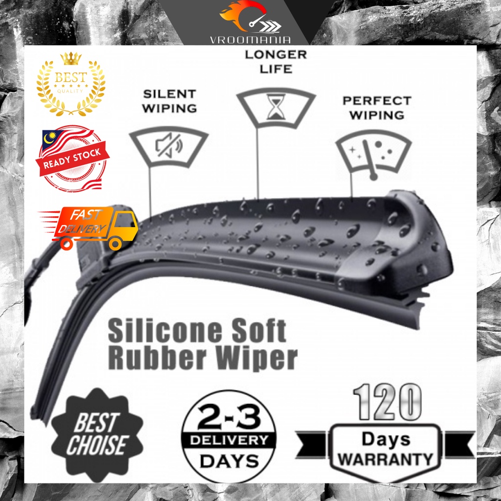 [VROOMANIA]Car Wiper Soft Rubber Wipers Blade Wiper Kereta Myvi Bezza