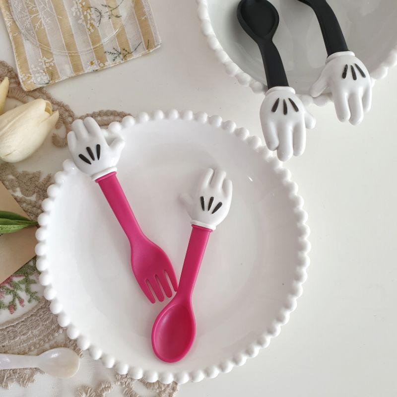 Hand Cutlery Mickey Mouse PP Plastic For Children To Eat Desserts