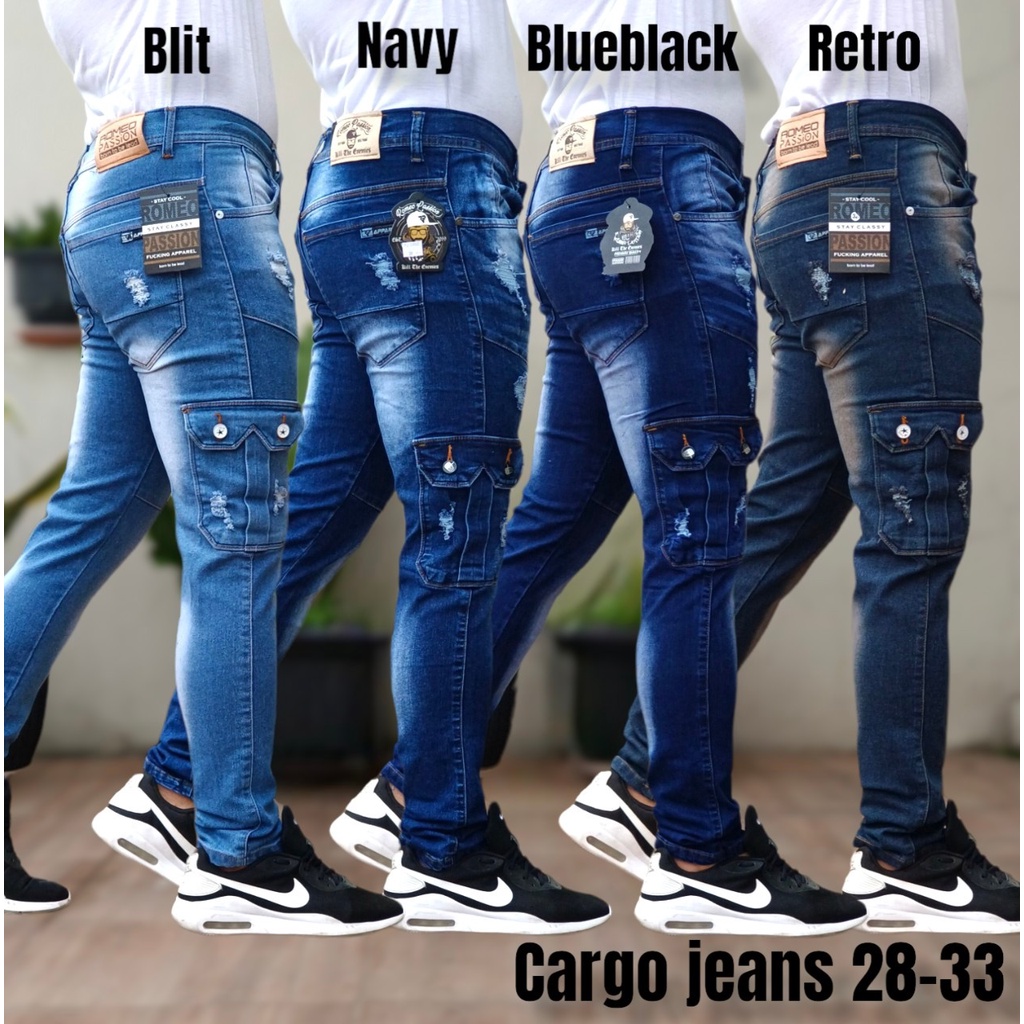 Long Cargo Jeans Slimfit Cargo Pants PDL Cargo Pants Jeans Men Cargo
