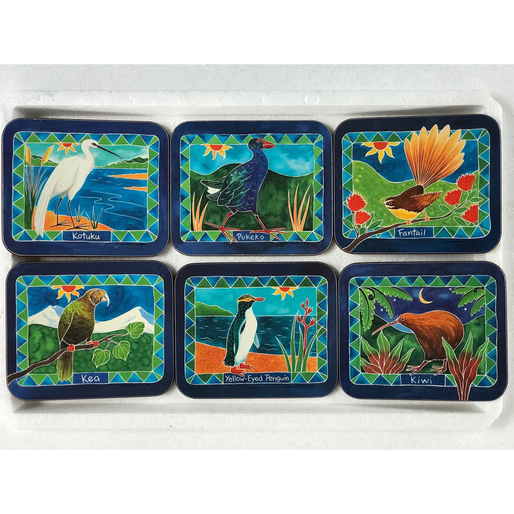 JASON COASTERS 6 BIRDS OF NEW ZEALAND COASTERS D2023 (PRELOVED