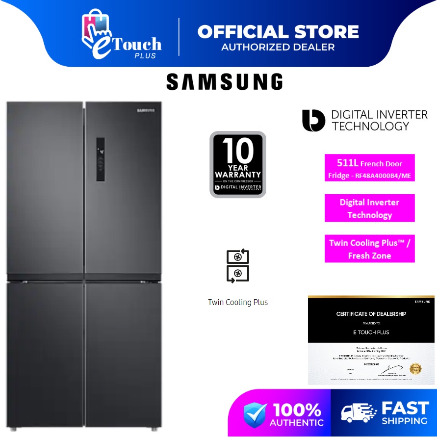 Samsung (511L) French Door Fridge With Twin Cooling Plus RF48A4000B4/ME