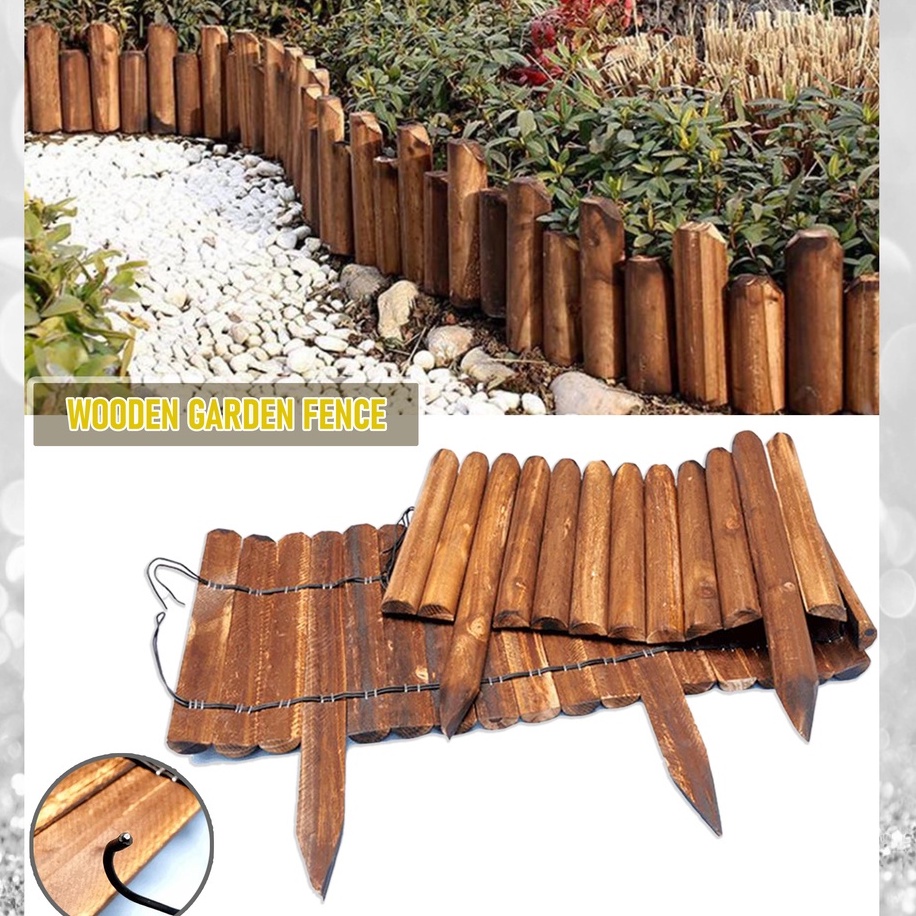 HIASAN RUMAH TAMAN PAGAR TANAH KAYU Pagar Kayu Bulat Fleksibel Pagar