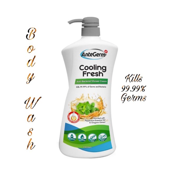 AnteGerm+ Cooling Fresh AntiBacterial Shower Cream 1000ml (Kills 99.99